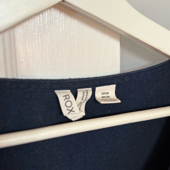 Navy Blue Roxy Ruffle Sleeve Button-Down Top - Picture 5 of 5